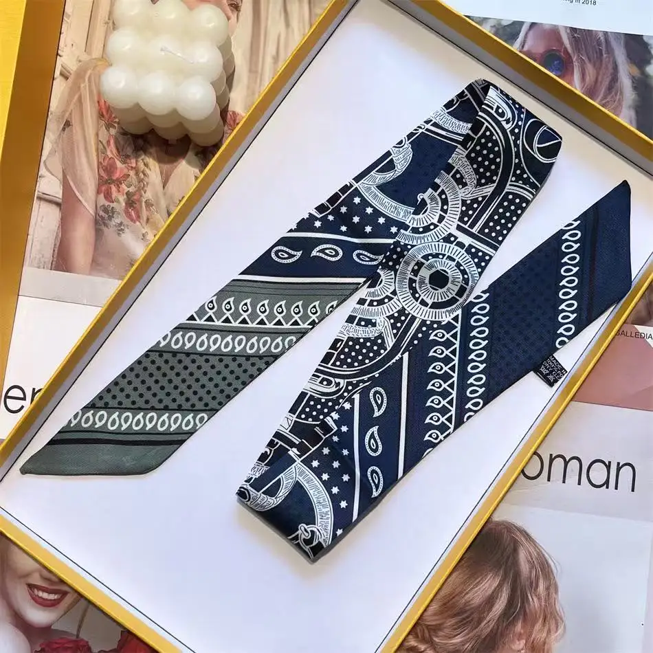 5*90 سنتيمتر سلسلة الكاجو الجوز اللون مطابقة المرأة الزخرفية حك غاسل التفاف حقيبة الشريط وشاح حريري وشاح صغير بالجملة