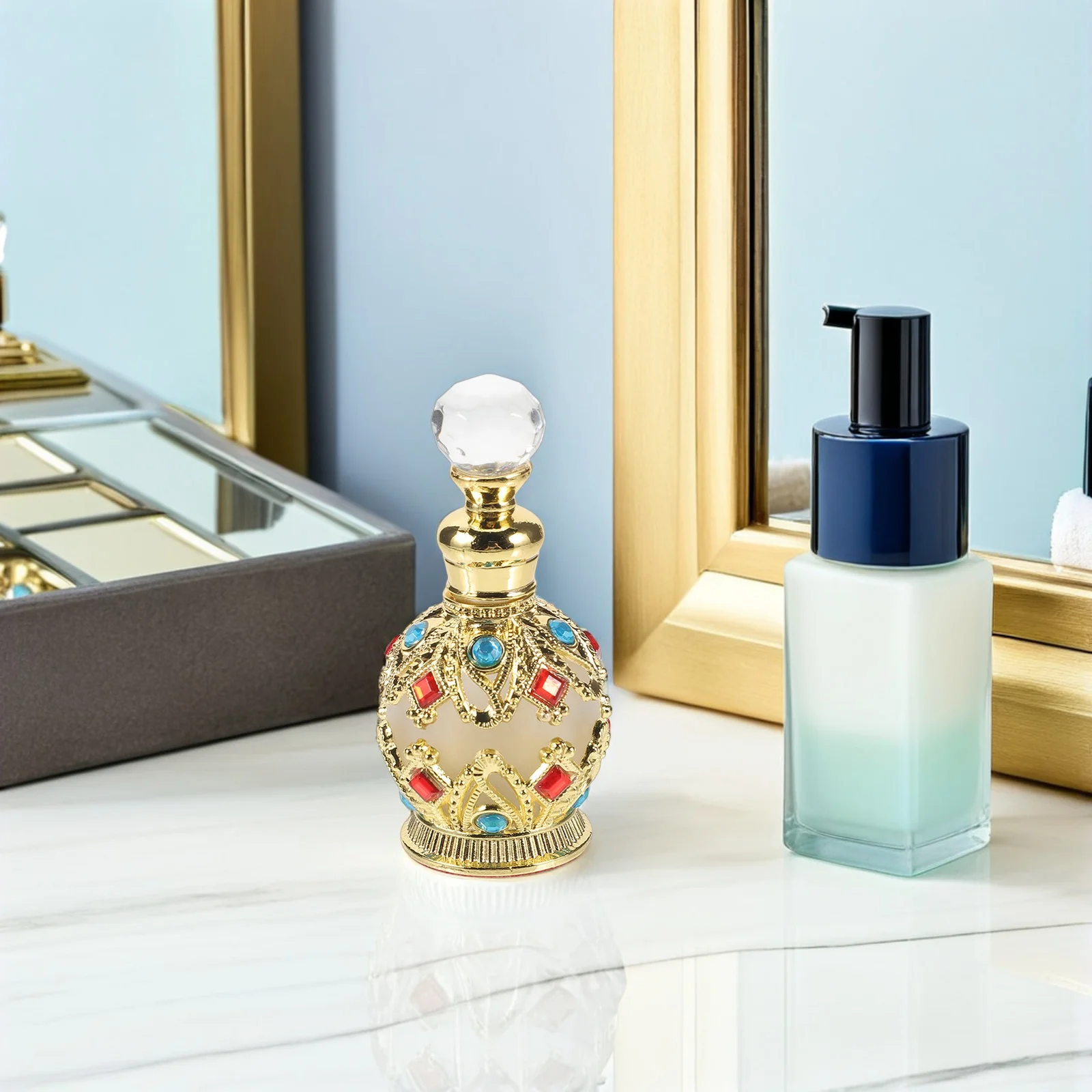 2Pcs 15Ml Glass Travel Perfume Bottle Refillable Essential Oil Vial Compact Portable Scent Container for on The Go Use Men Women