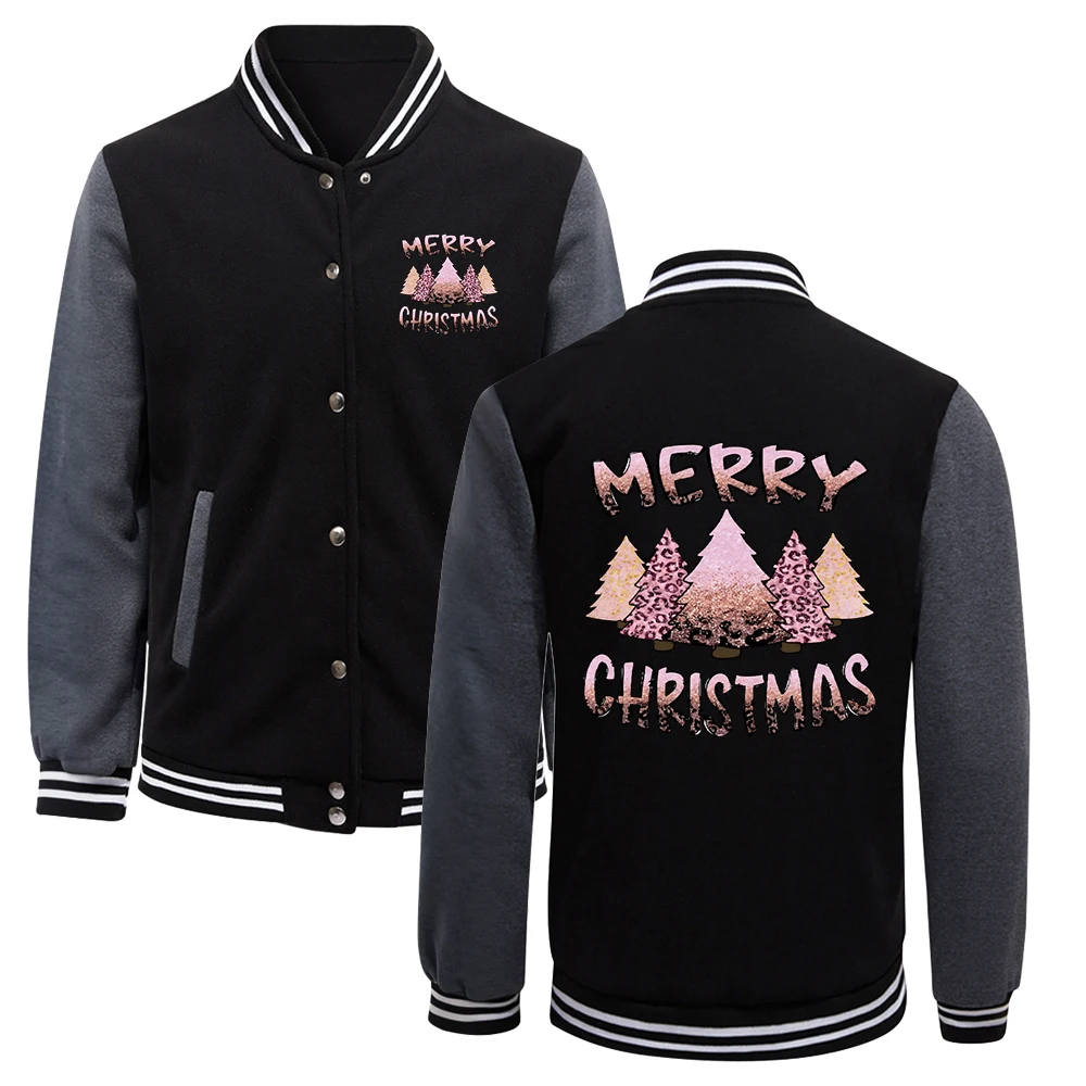 

Рождественская мужская куртка с принтом декоративного дерева в стиле Харадзюку, флисовый бейсбольный трикотаж, модная уличная одежда на пуговицах, винтажная свободная одежда