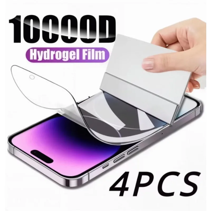 4pcs HD Full Cover Hydrogel Film For iPhone 11 12 13 14 15 16 17 Pro Max 14 15 16 Plus 17 Air Screen Protecton Protection