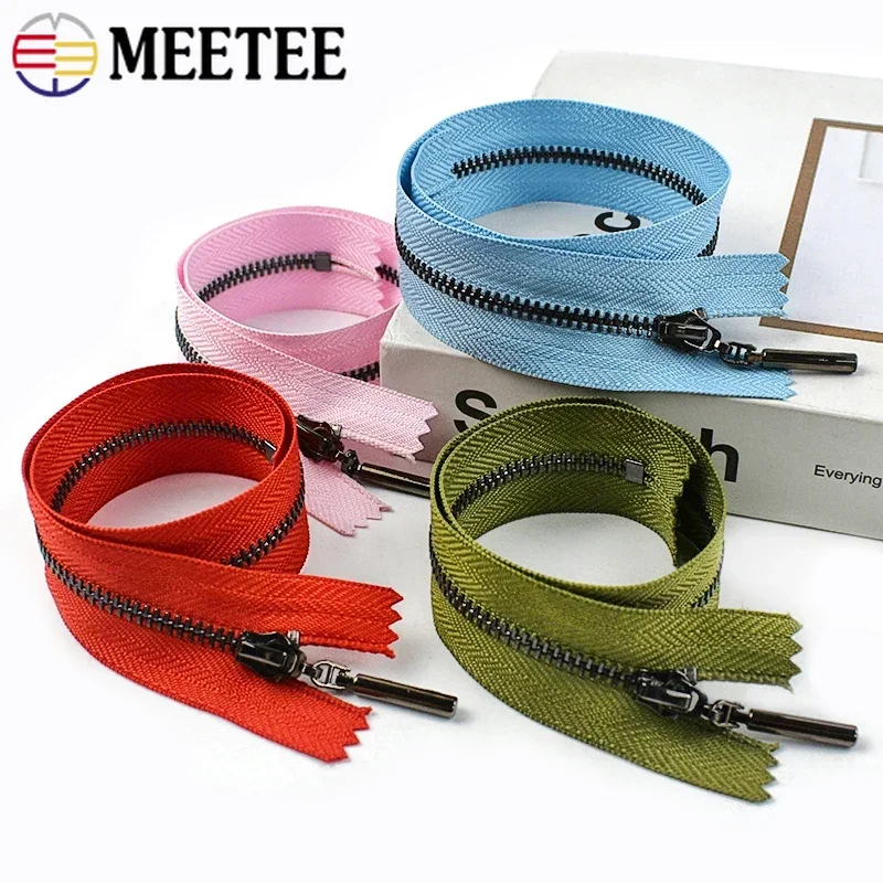 

3Pcs Meetee 3# Metal Zipper 15-70cm Open/Close-End Zips Sewing Clothes Bag Decor Zippers Repair Kit Pocket Zip Replace Accessory