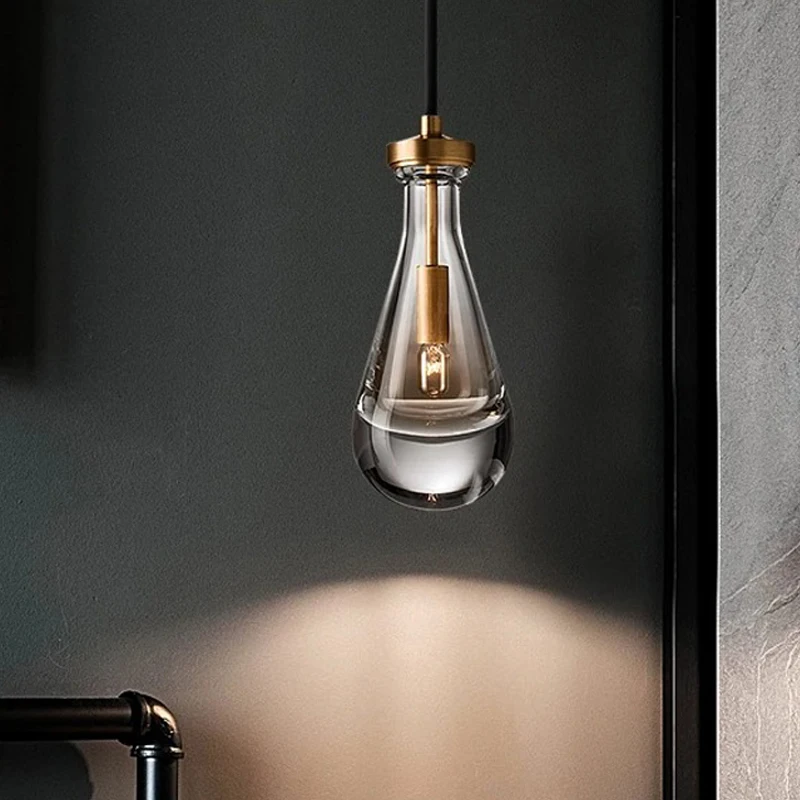 Luxury Crystal Water Drop Modern American Light Chandelier Simple Creative Living Room Bar Bedroom Study Bedside Wall Lamp