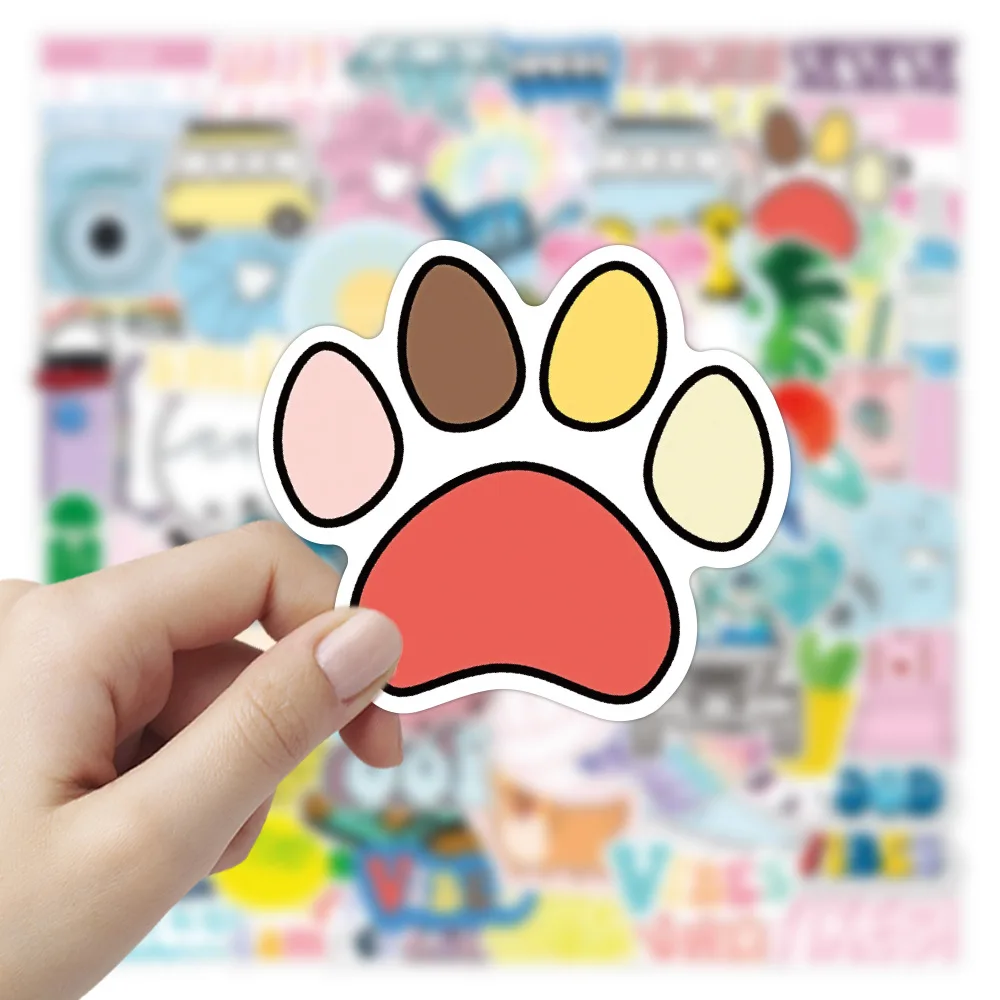 100Pcs/Pack INS Butterfly Cat Paw Choose Happy Good Vibes Stickers Waterproof PVC Stickers Decals For Kids Boys Girls Toys Gifts