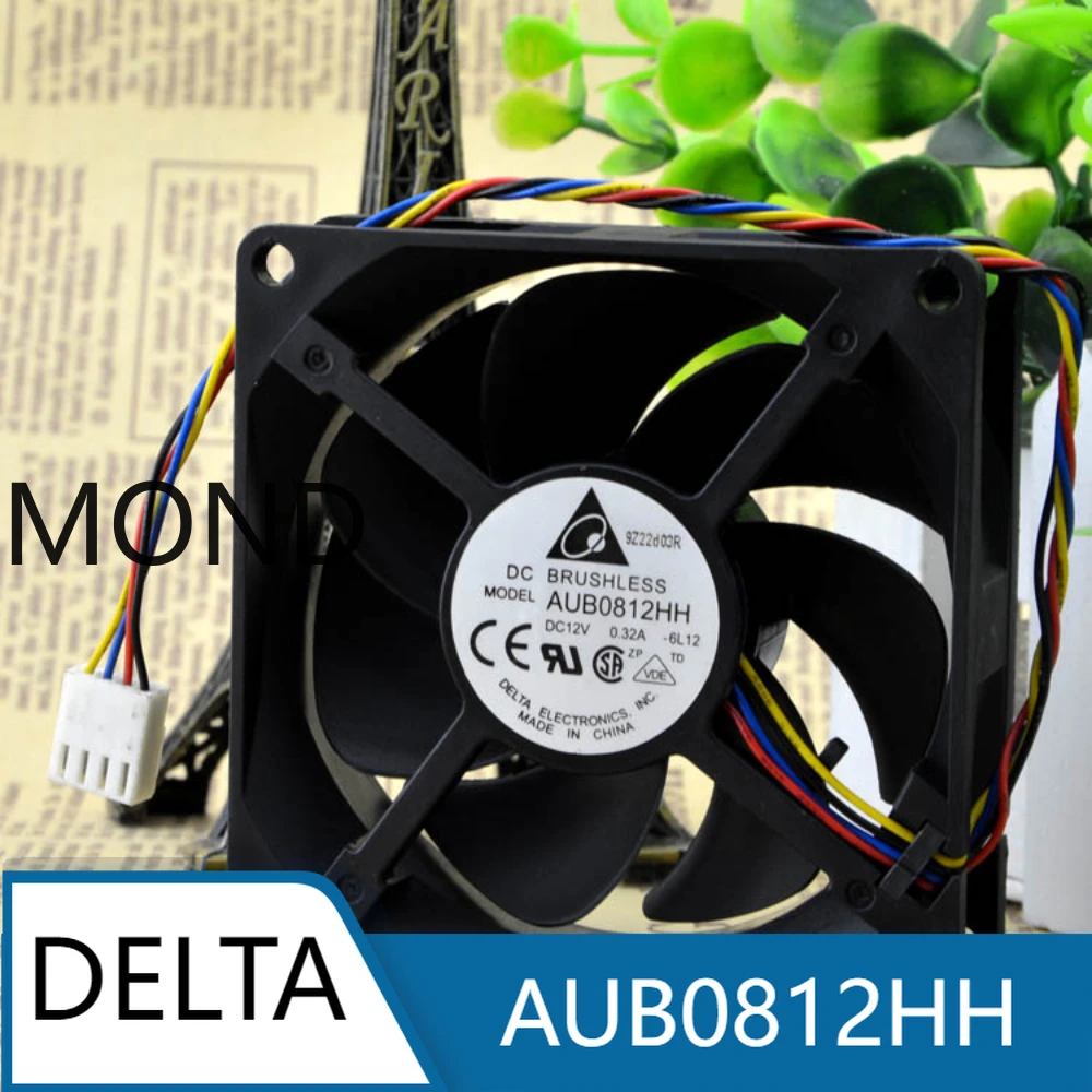 AUB0812HH 24V 0.15A Delta 8CM 8025 Temperature Controlled High Airflow Fan Nano Ceramic Bearing Cooling Fan