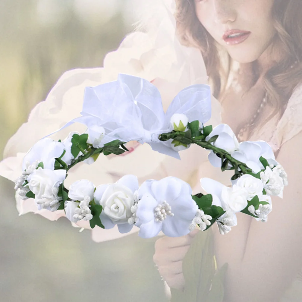 

Adjustable Floral Headband Exquisite Bright Color Wedding Bridal Crown Bridesmaid Flower Girl Headwear For Travel