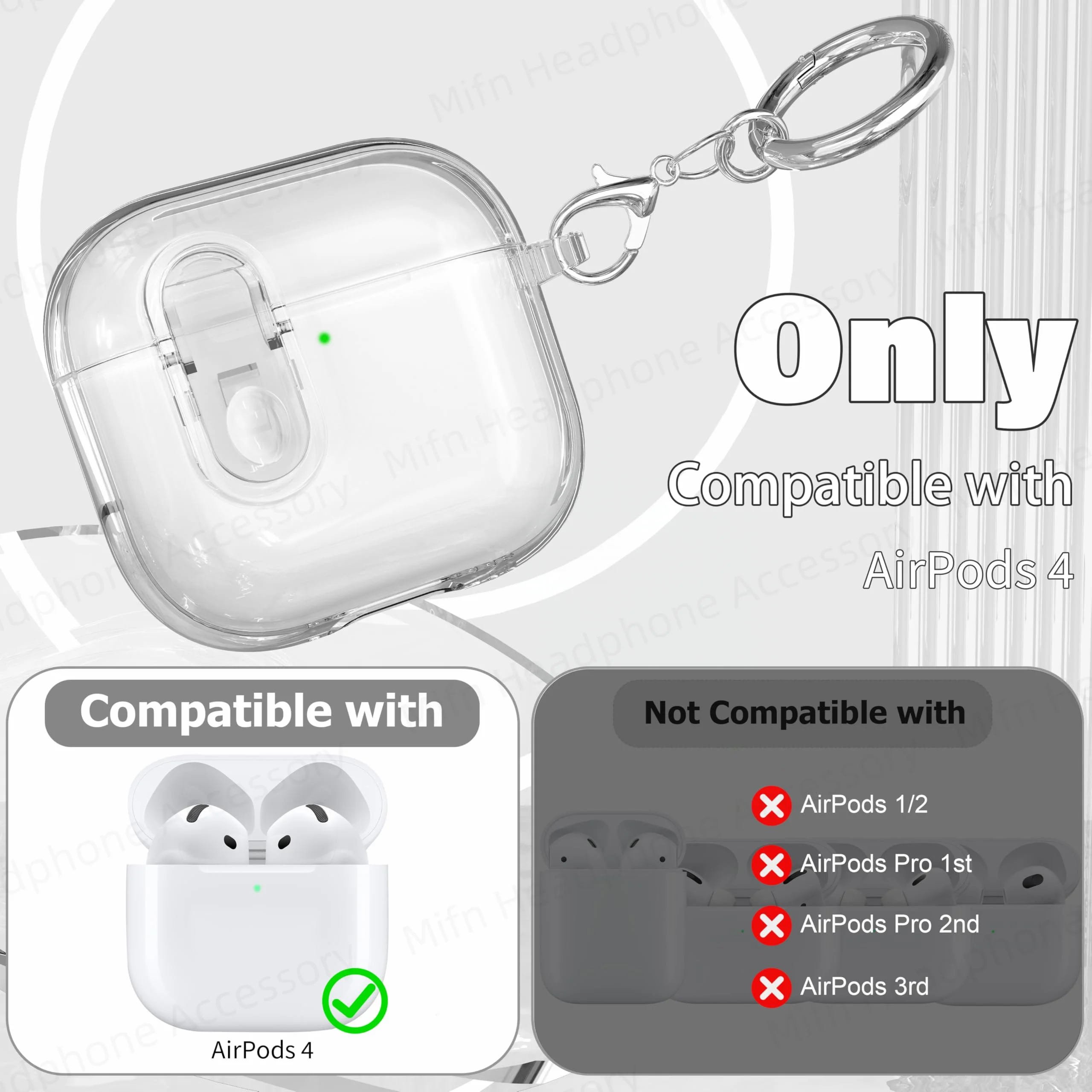 Capa de interruptor transparente para airpods 4a geração 3d, capa de fone de ouvido à prova de choque com kit de limpeza para airpods 4, fone de ouvido funda