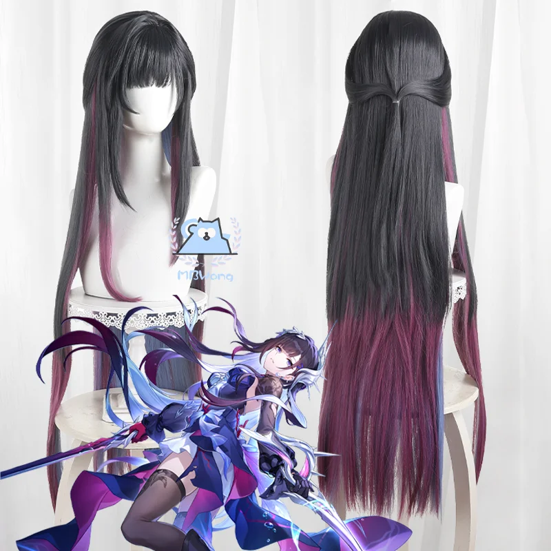 

Game Honkai: Star Rai Hysilens Cosplay Wig Game Helektra Cosplay Wig Black Purple And Red 100cm Long Hair Wig For Hallowmas