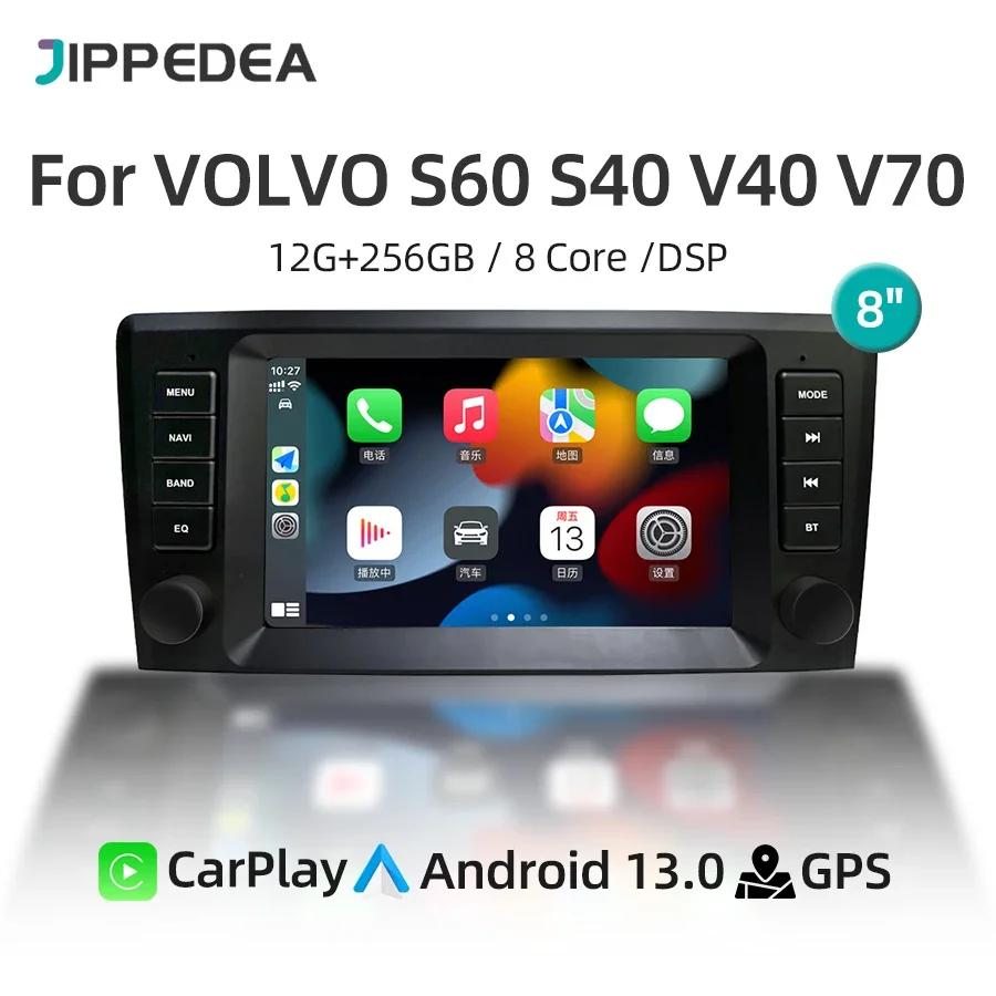 Android 13.0 GPS Navigation CarPlay 4G WiFi Bluetooth Multimedia Player Car Radio For VOLVO S60 S40 V40 V70 XC70 XC90 2000-2004