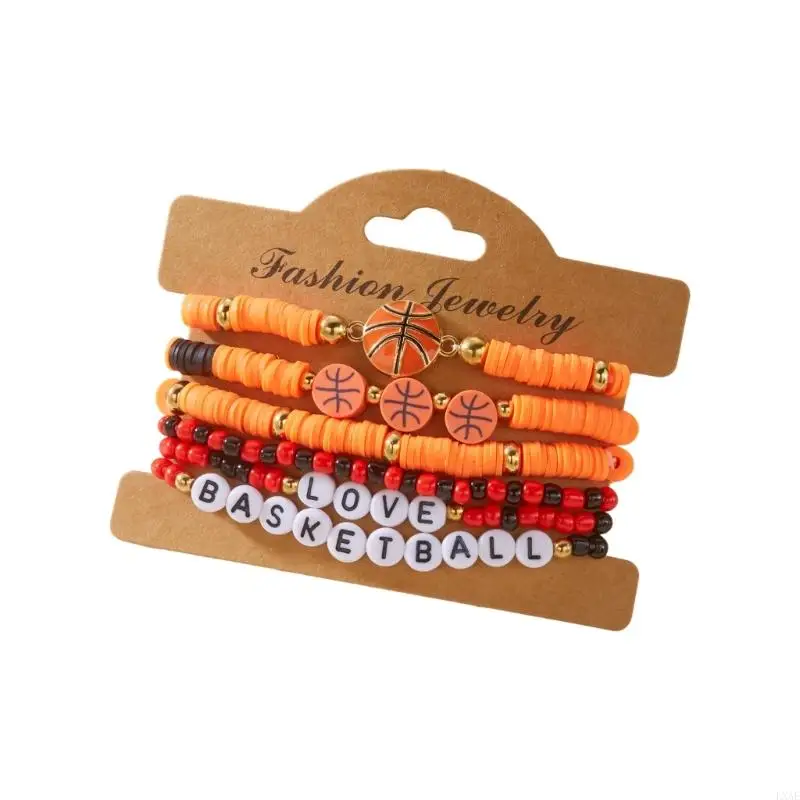  Trendy Stretchy Beads Bracelet Athletic Inspired Accessory Soccer Softball Theme Bangle Casual Everyday Wear