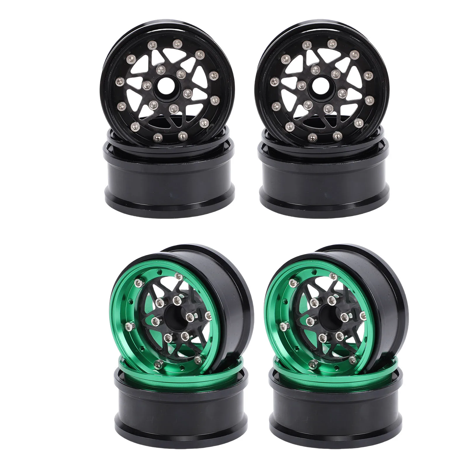 

4 Pcs Aluminum Alloy RC Wheel Rim 1.9 Inch High Strength Lightweight Wheel Rim RC Crawler Wheel Rim for 1/10 Crawler