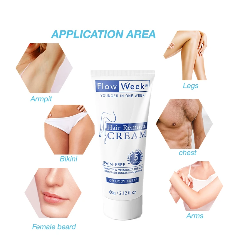 

Flow Week Painless Hair Removal Cream For Men And Women Effective Armpit Leg Arm Skin Care Powerful Beauty Hair Removal