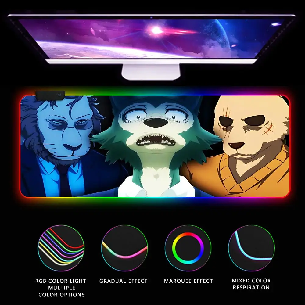 beastars Mouse Pad CS-GO anime character luminous super large RGB office game competitive keyboard pad