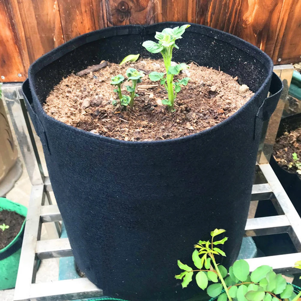 

3 pcs Black Planting Bags Non-Woven Fabric Stretchable Insulated Grow Bags For Indoor Outdoor Use Vegetable Flower Succulent