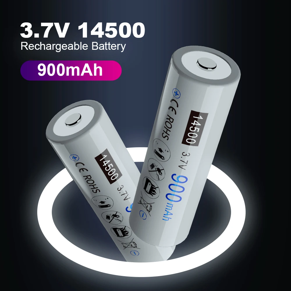 PALO 3.7V 14500 Li-Ion Rechargeable Battery Top Button 14500 AA Lithium ion Batteries for Flashlight Remote Control Mouse Clock