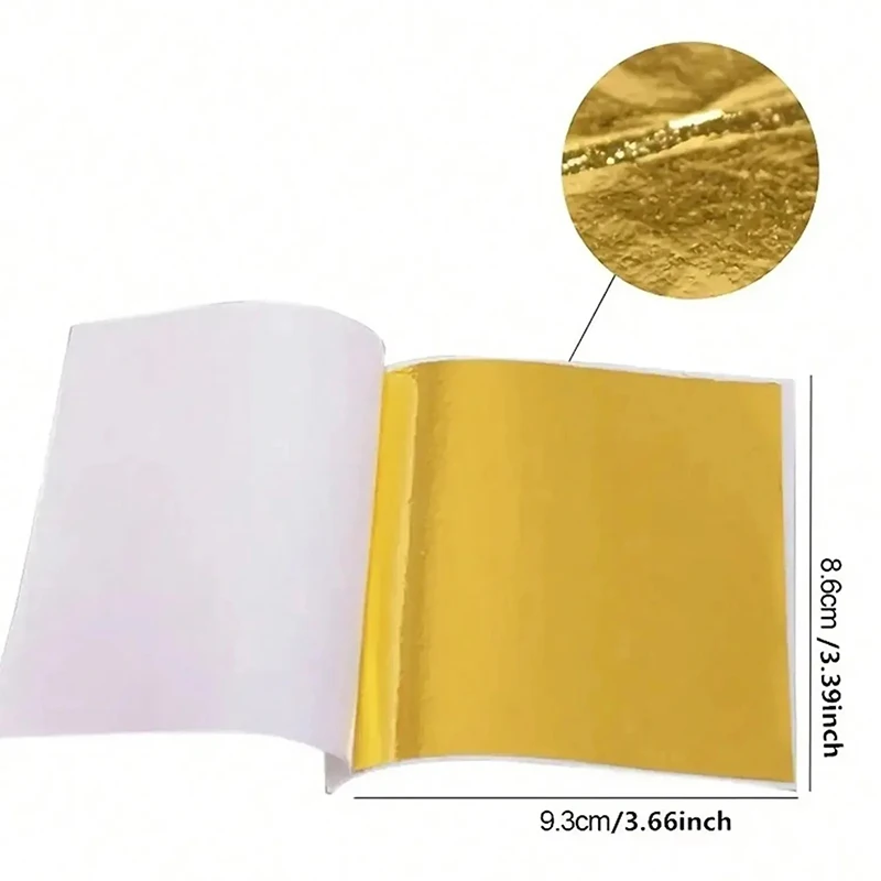 100Pcs Golden Foil Paper Imitation Gold Silver Leaf Foil Paper For Cake Decor Craft Paper Birthday Party Wedding Decoration