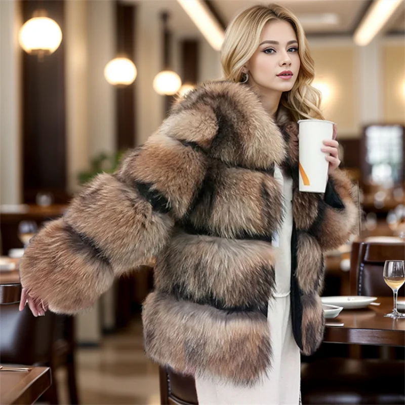 2024 new style real fur coat 100% natural maomaokong fur jacket female winter warm leather fox fur coat fur vest Free shipping