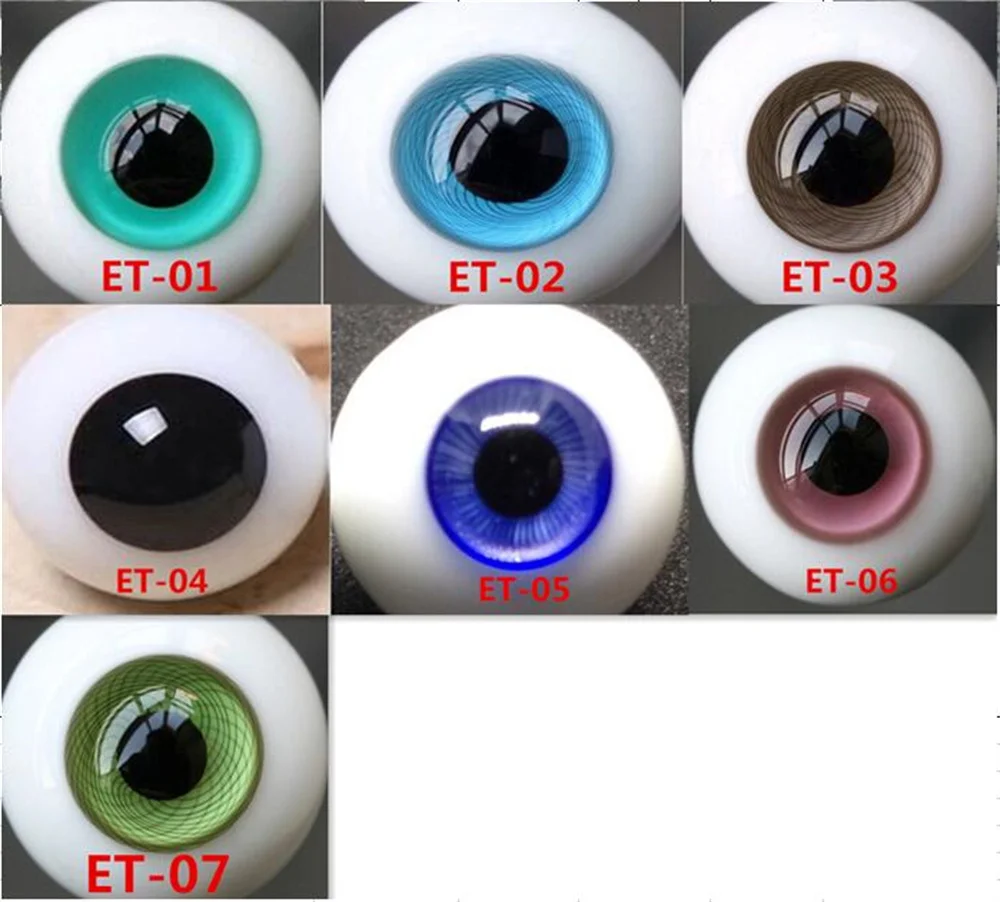 ET Black Pupil Glass Eeyeball for 1/3 1/4 1/6  1/8 1/12 BJD 8MM 10MM 12MM 14MM 16MM 18MM Round Eye for Reborn Doll Free Shipping