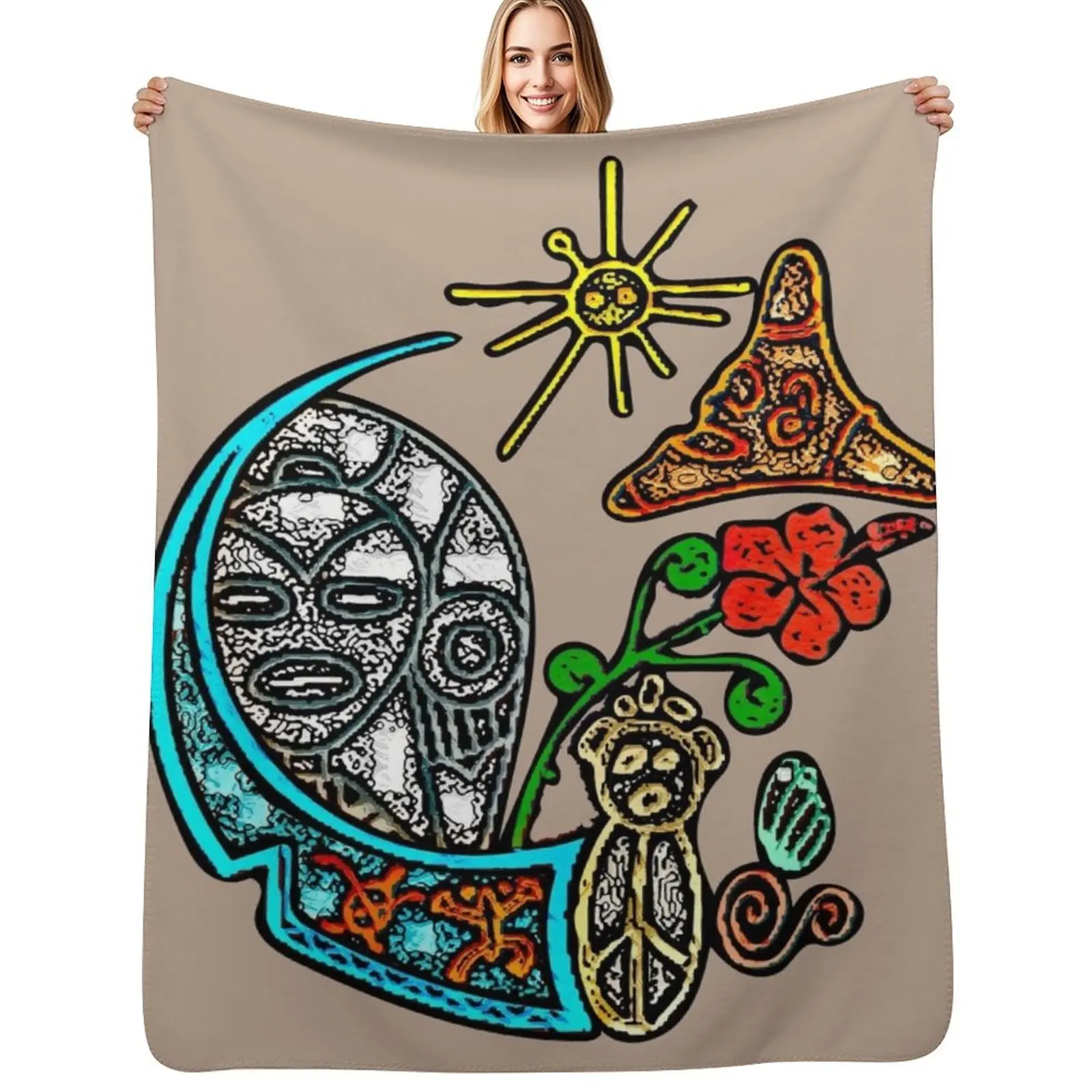 

Atabey Goddess Taino Symbols Puerto Rico Throw Blanket decorative Decorative Beds Luxury Designer Hairys Blankets