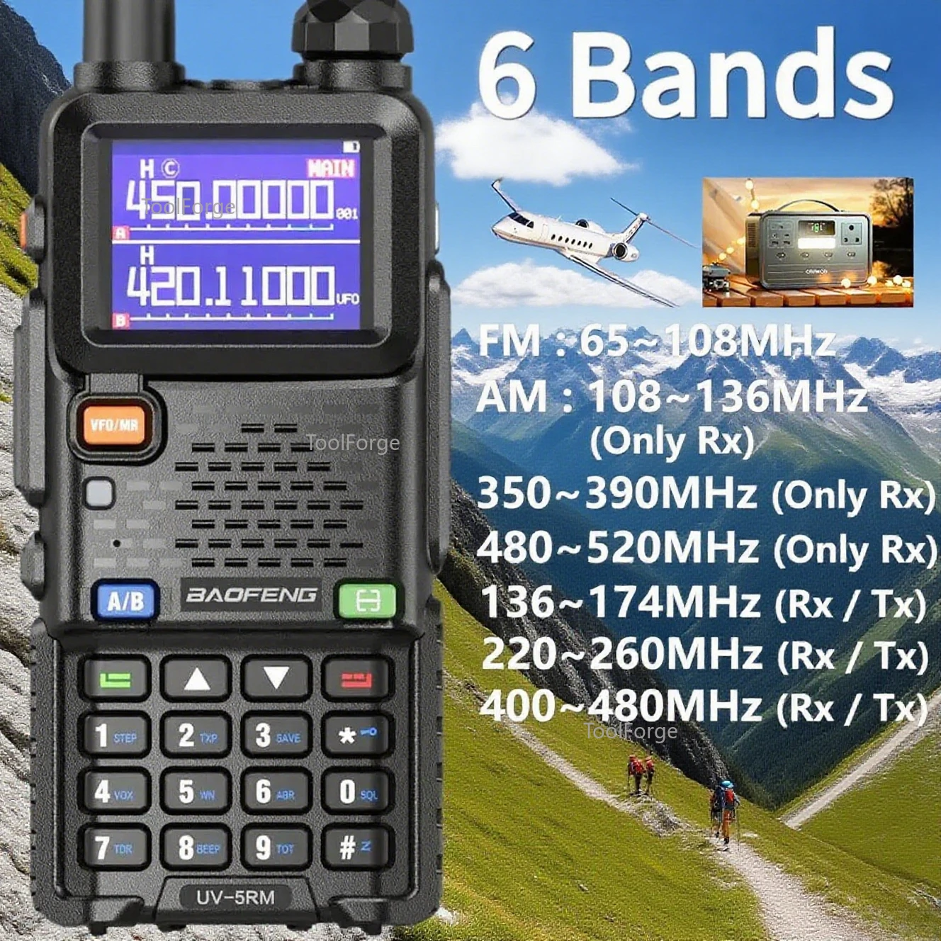 Baofeng UV5RM اسلكية تخاطب طويلة المدى نسخة لاسلكية تردد نوع-C شاحن معدات التخييم في الهواء الطلق الصيد اتجاهين راديو لحم الخنزير