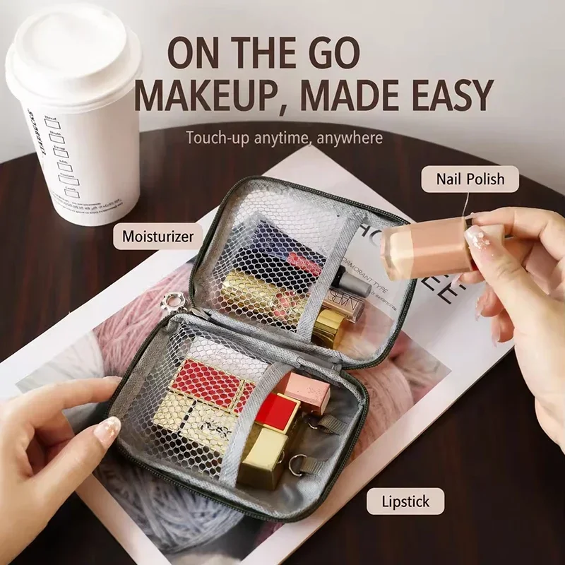 Portable Pouch Cosmetic Organizer Travel Bluetooth Headphone Charging Cable Pouch Lipstick Pouch Transparent Touch-Up Cosmetic