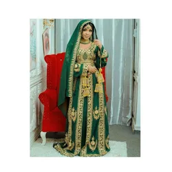 Green Royal Wedding Dubai Morocco Kaftan Farasha Abaya Ramadan Dress Ethnic Costume