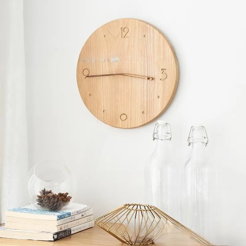 

Mute wooden watch oak wall clock, Nordic minimalist clock, log creativity always