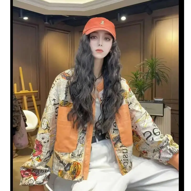 Retro Style 2026 New Arrival Lightweight Jacket for Spring and Autumn - Slim-Fitting Printed Fashion with Large Pockets