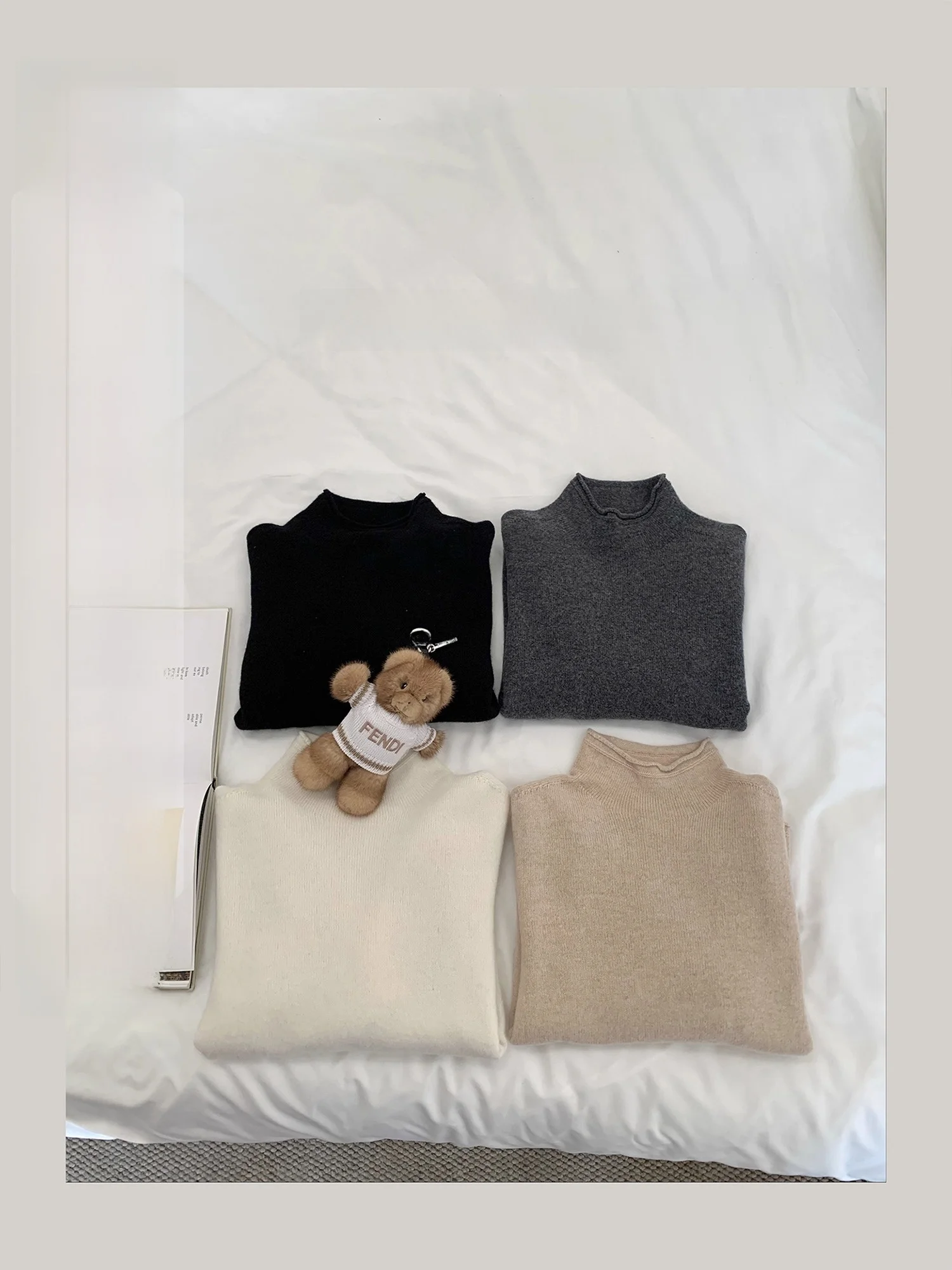 

Женский шерстяной свитер с высоким воротником, базовая модель, белый, цвета мусс, осенне-зимний, мягкий, для повседневной носки