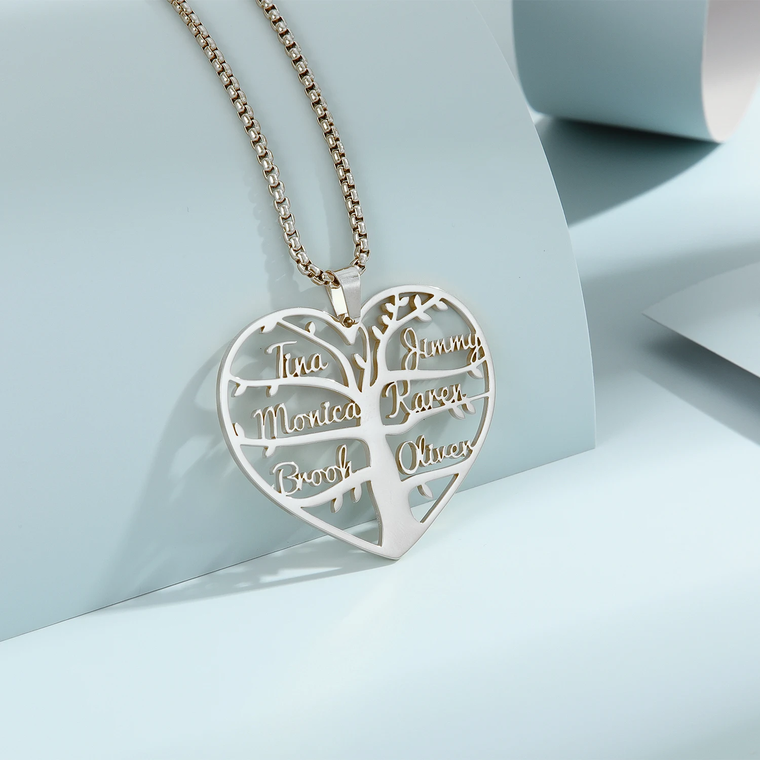 Stainless Steel Personalized Custom Name Necklace Birthstone Family Tree Of Life For Women Mother Kids Jewelry Gift