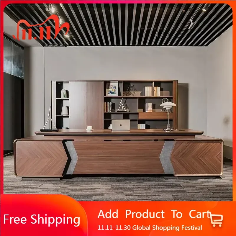 

High Quality Designer Office Desk Conference Minimalist Monitor Stand Office Desk Modern European Wooden Bureau Home Furniture