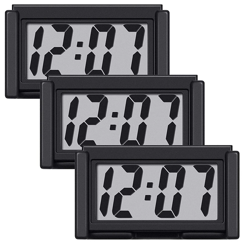 3 Pieces Mini Car Clock Car Dashboard Clock Auto Car Truck Dashboard Time Vehicle Electronic Digital Clock