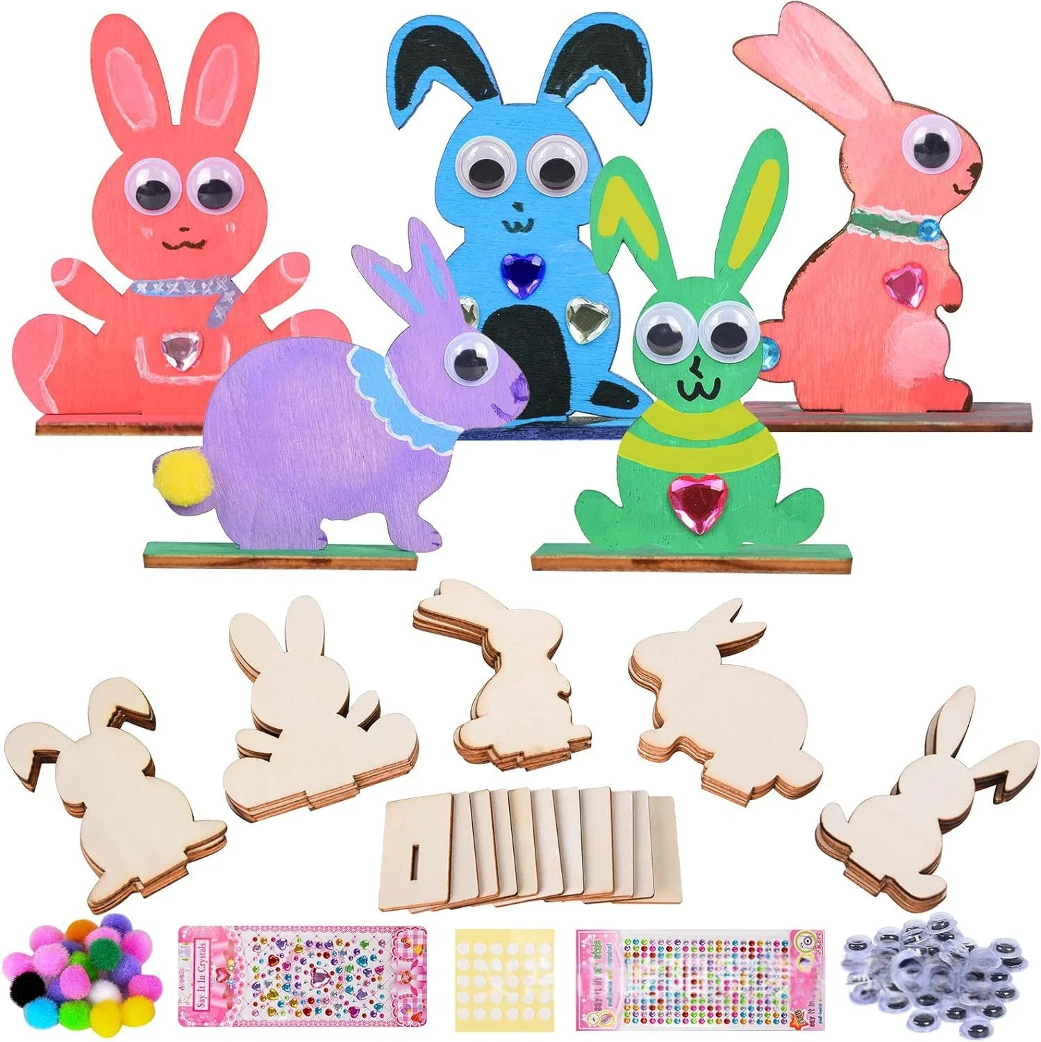 20 pçs ornamentos de páscoa de madeira para pintar coelho de madeira diy em branco inacabado discos redondos ornamento para artesanato pendurado decoração