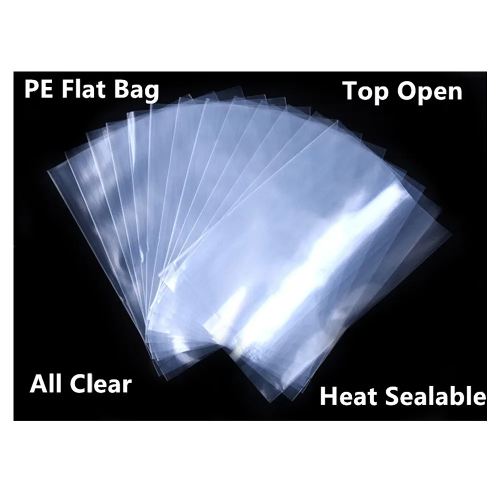 

500Pcs Food Grade Clear PE Flat Bags - Waterproof Poly Plastic Lining Pack Pouch Towel Household Package Heat Seal Toys Pack-bag