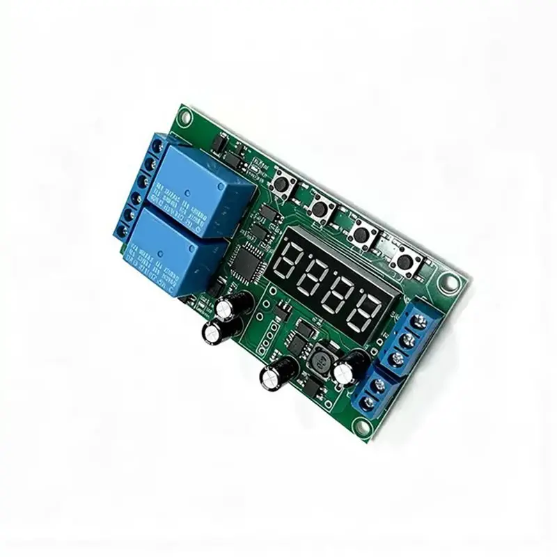 ABSY For Automation Control YF-7 Dual Channel Delay Relay Module AC 220V Digital Display Cycle Pulse Timer Switch Board