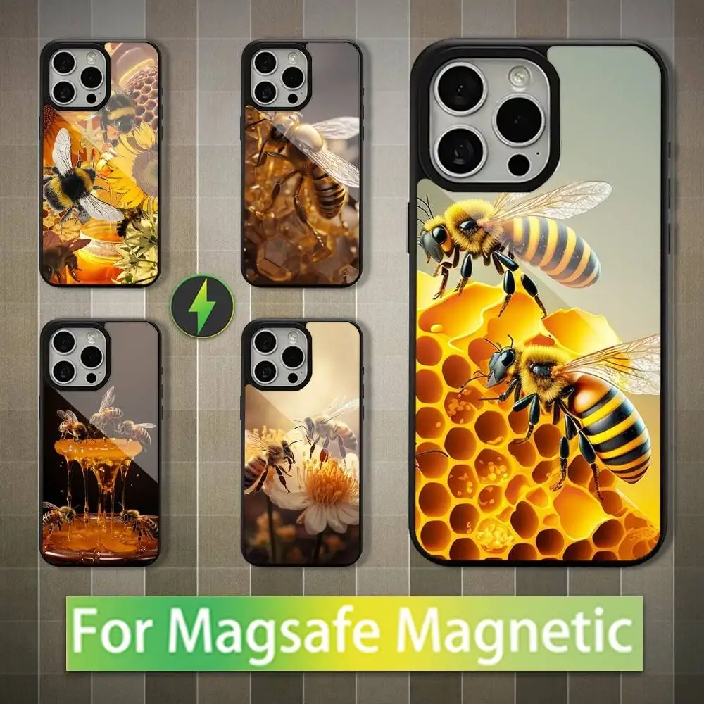 

Cute Honey Bee Phone Case For iPhone 16,17,15,14,13,12,11,Pro,Max,Plus,Mini,Magsafe,Magnetic Wireless Charging Case