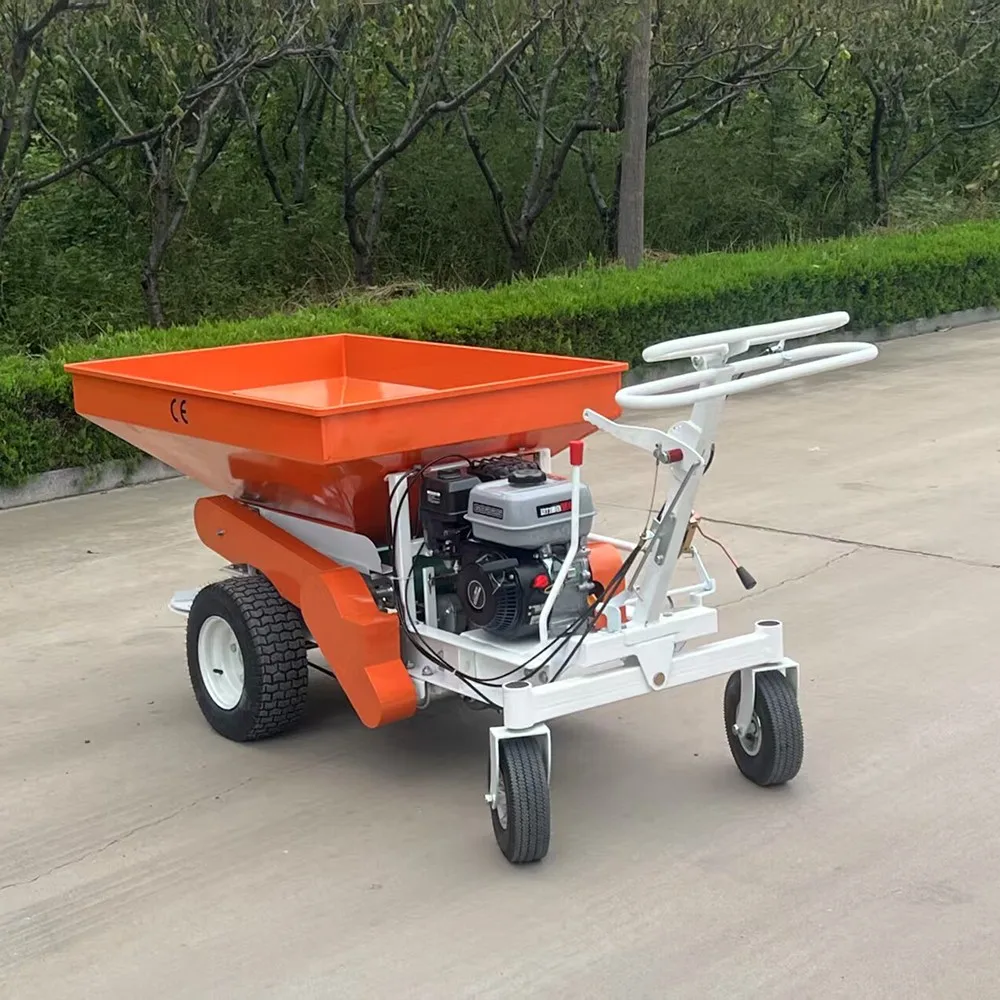 Self-propelled compost spreader Double disc lawn spreader Wide-area rotary garden fertilizer spreader