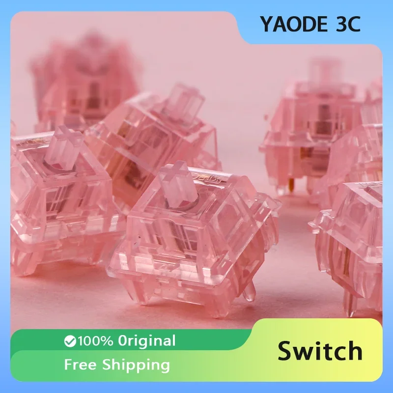 

KiiBOOM Rose Pink Switch 35pcs 5PIN PC 38g Linear Axis DIY Customized Hot Swappable Game Mechanical Keyboard Accessories Gifts