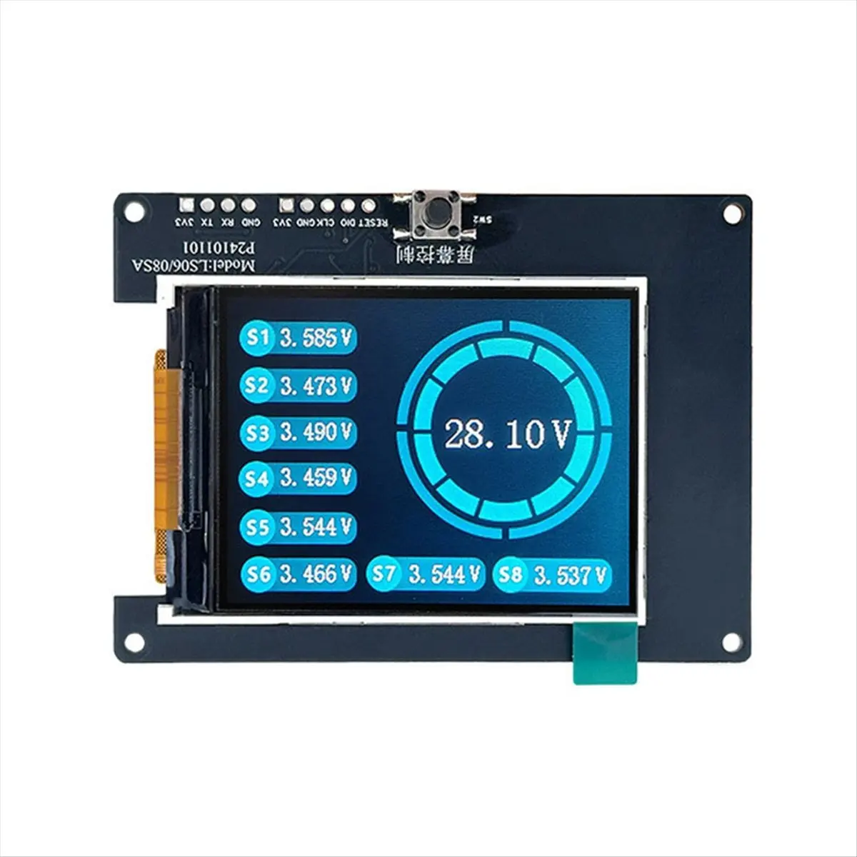 정시적인 8S 배터리 전압 획득 및 단일 스트링 전압, 리튬이온/리튬인산철/리튬토르늄산 배터리의 총 전압 표시