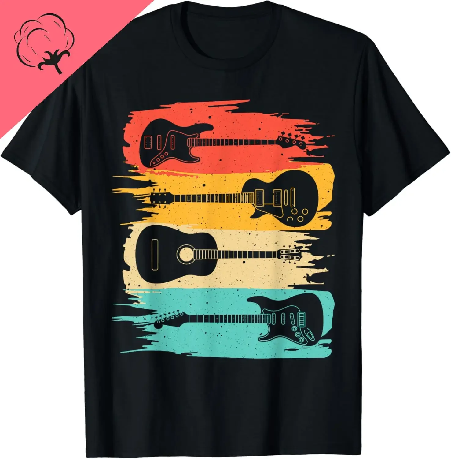 Vintage Guitar Gift for Men Women Music Band Guitarist Stuff T-Shirt Cotton Unisex Summer Tops Custom Printed Graphic Shirts