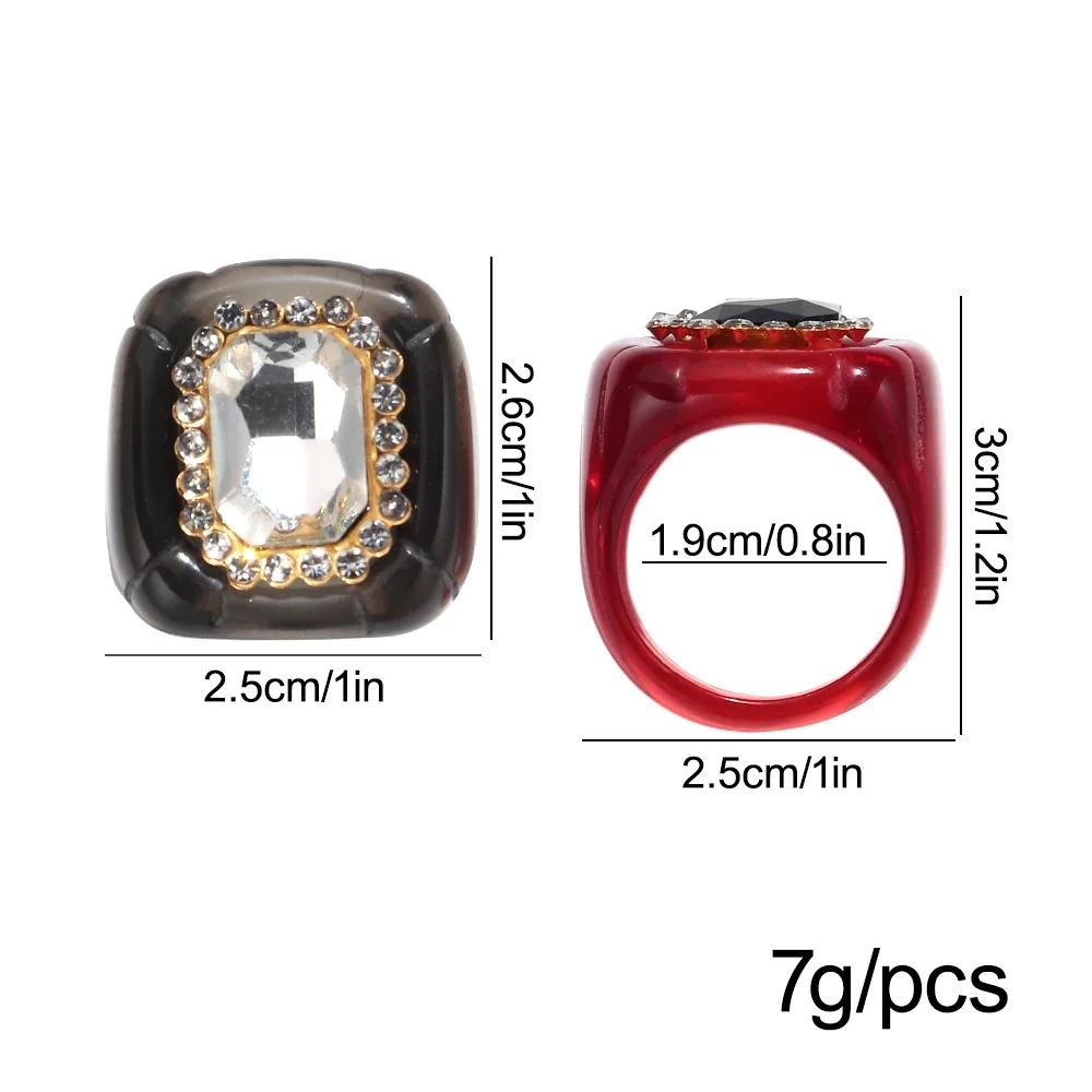 Übertriebene Bunte Strass-Acryl-Fingerringe für Frauen Retro Klassischer Geometrischer Großer Kuppel-Harzring Elegantes Schmuckgeschenk – Detail 1