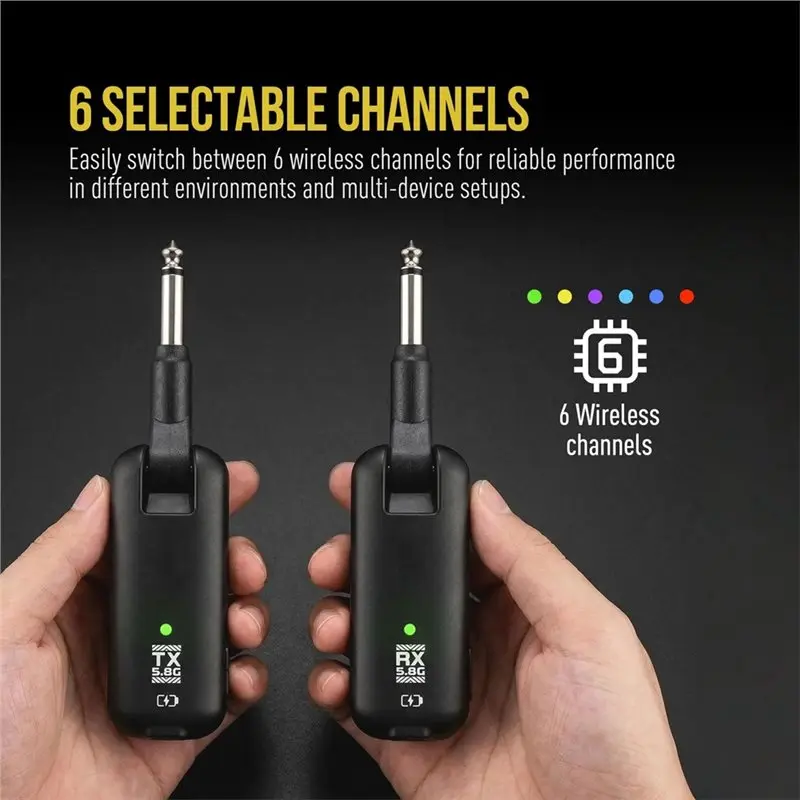A07T-Rechargeable 5.8Ghz Wireless Guitar System Audio Transmitter Receiver 50M Distance Range Guitar Accessories