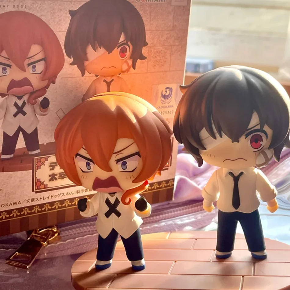 In Stock Bungo Stray Dogs 7CM Dazai Osamu Figurine Nakahara Chuuya Action Cute Q version Figure Collection Noodle Stopper Gift - view 4