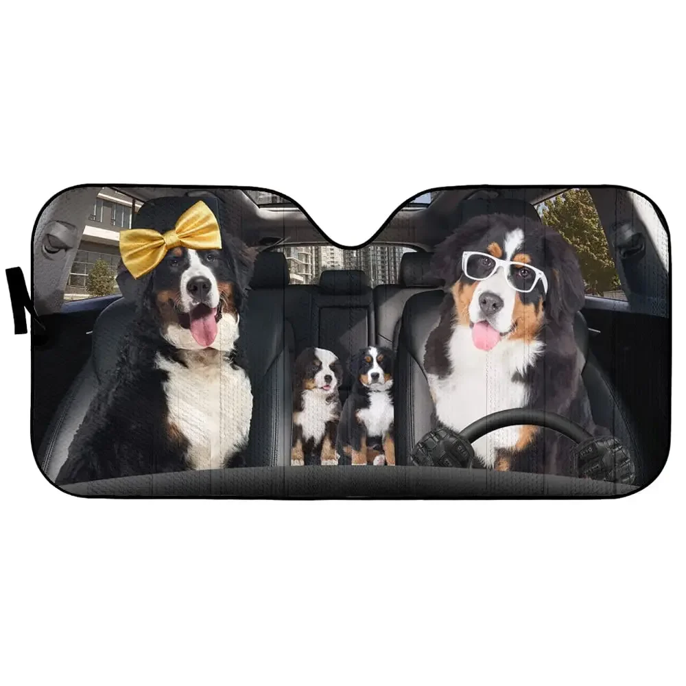 Bernese Mountain Dog Windshield Sun Shade for Car SUV Truck Front Window Sun Shade Visor Shield Cover 57x27.5 Inches,Car Sunshad