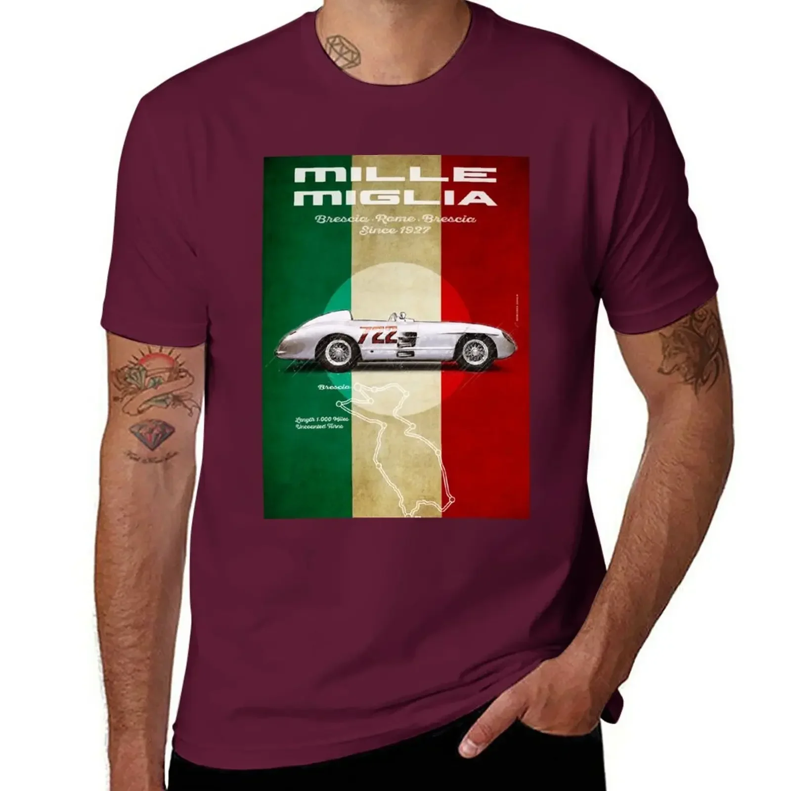 customizeds aesthetic clothes sweat mens tall t shirts Mille Miglia Racetrack Vintage T-Shirt  oversized t shirt  men clothing