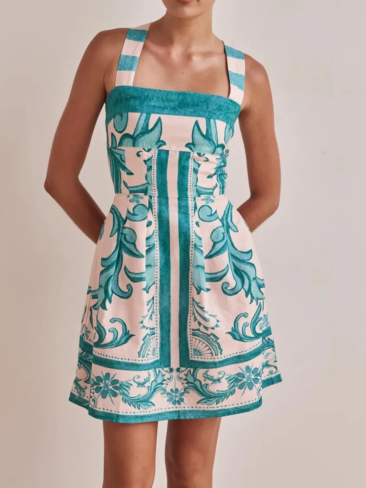 Estate Cover Up Costume da bagno donna Spaghetti Strap Robes Costume da bagno 2026 Nuovo fiore Stampa Beach Holiday Mini abiti Cover-Up