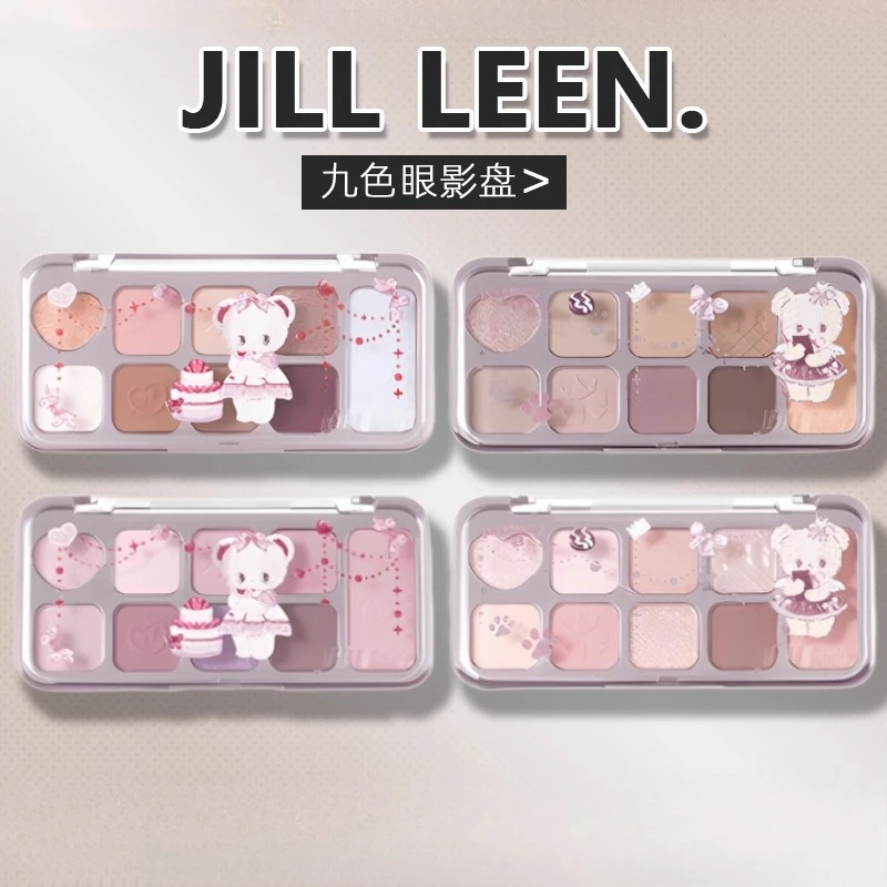 

JILLLEEN 9Color Eye Shadow Comprehensiveb Disc Velvet Matte Pearl Shiny Pink Color Eyeshadow Long-lasting Makeup