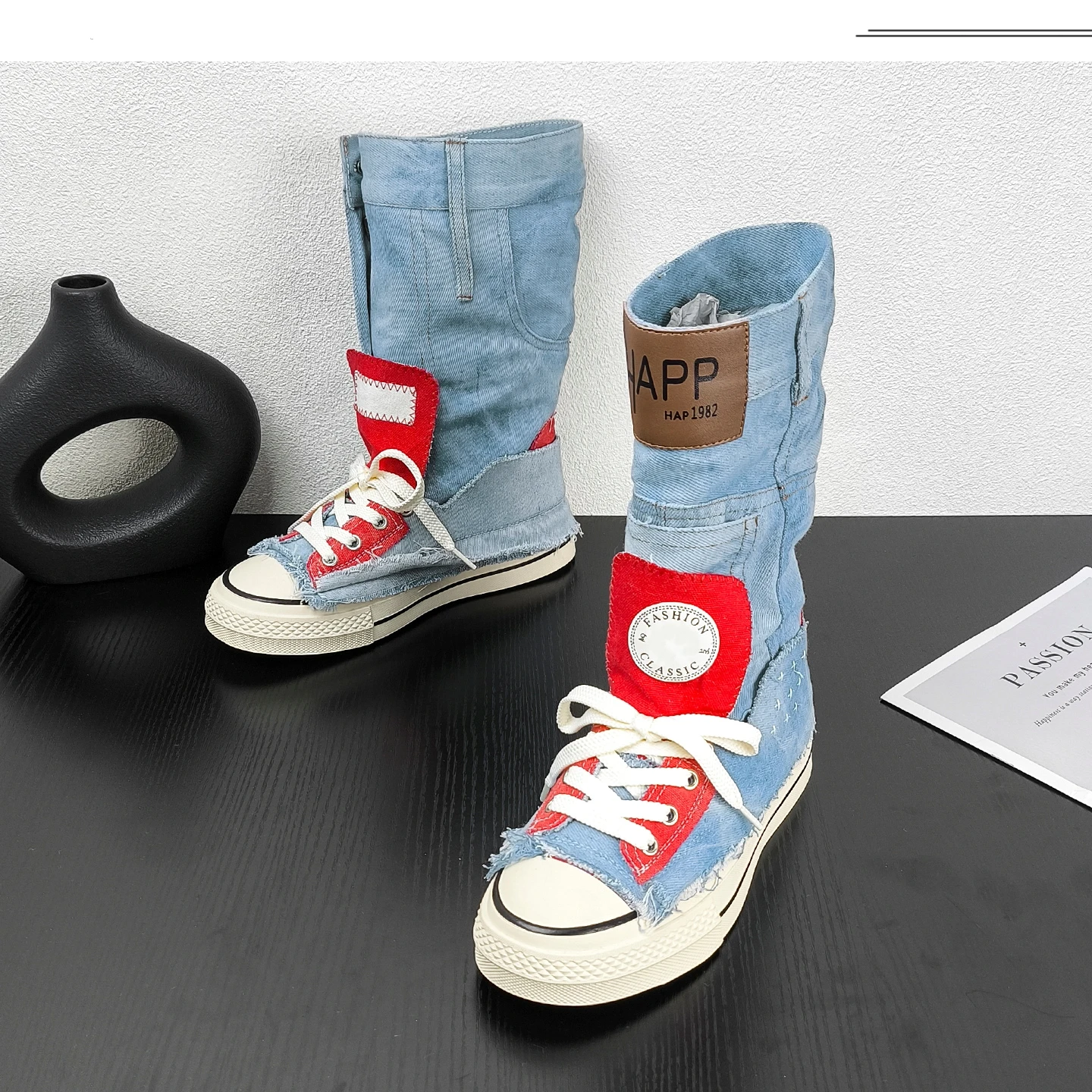 

Women's Minority Mandarin Duck Casual Shoes Ladies Canvas Shoes Adult Thin High Top Shoes Sweet Cool Girls Flat Denim Cool Boots