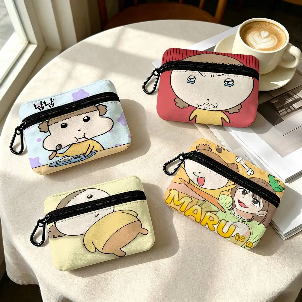 Cartoon Maru Is A Puppy Anime   Wear-resistant Oxford Cloth Coin Purse Portable Backpack Hanging Card Storage Bag