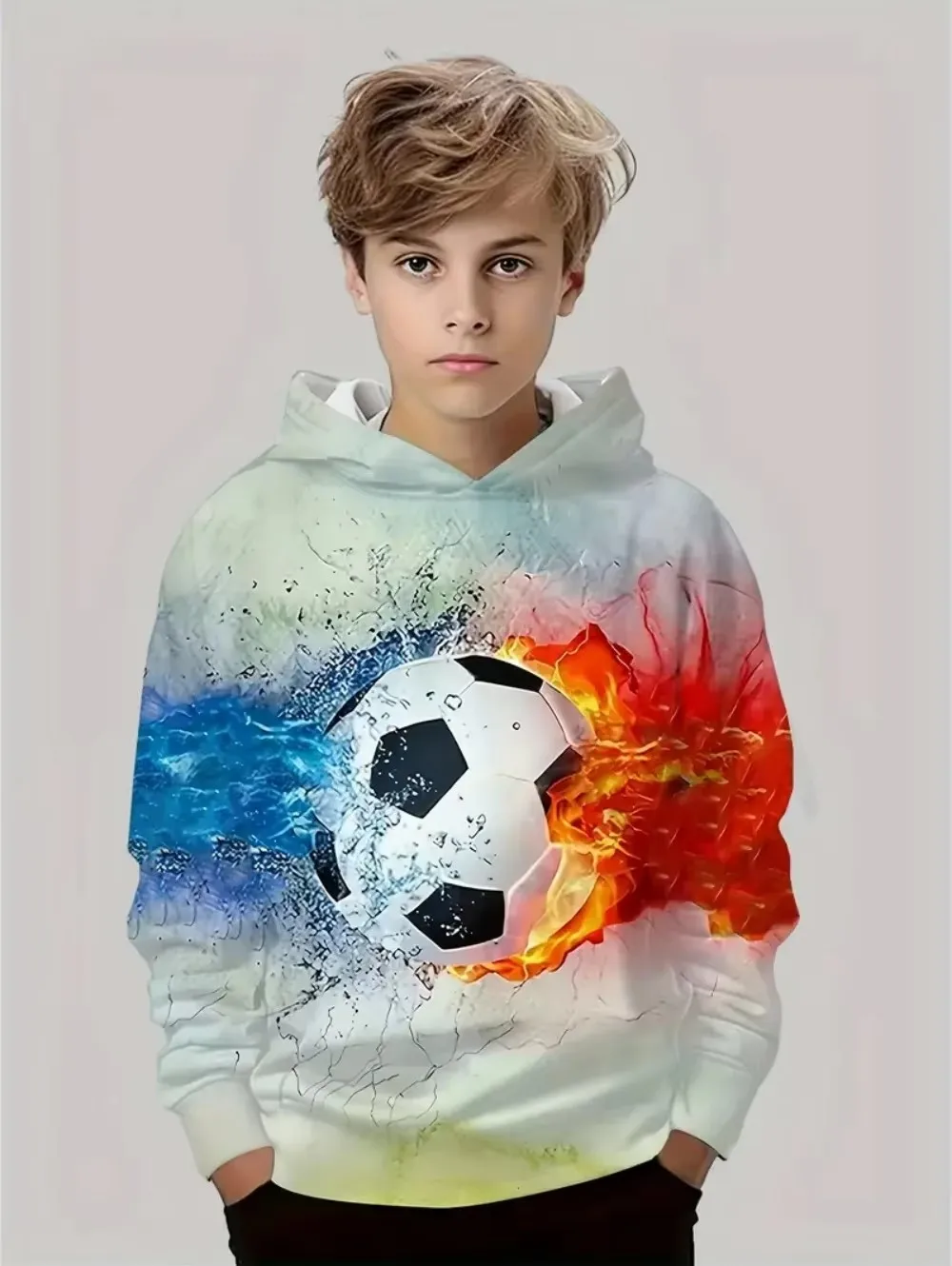 Autumn/Winter Fan Lover 3D Pattern Hooded Sweatshirt - Children's Casual Sports Comfortable Soft and Breathable Pullover Sweater