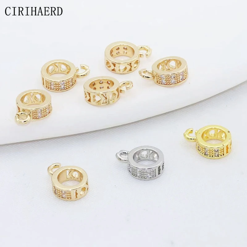 

DIY Accessories Pendant Connector Clasps 14K Gold Plated Inlaid Zircon Clasp Round Connection Buckle For Jewelry Making Supplies